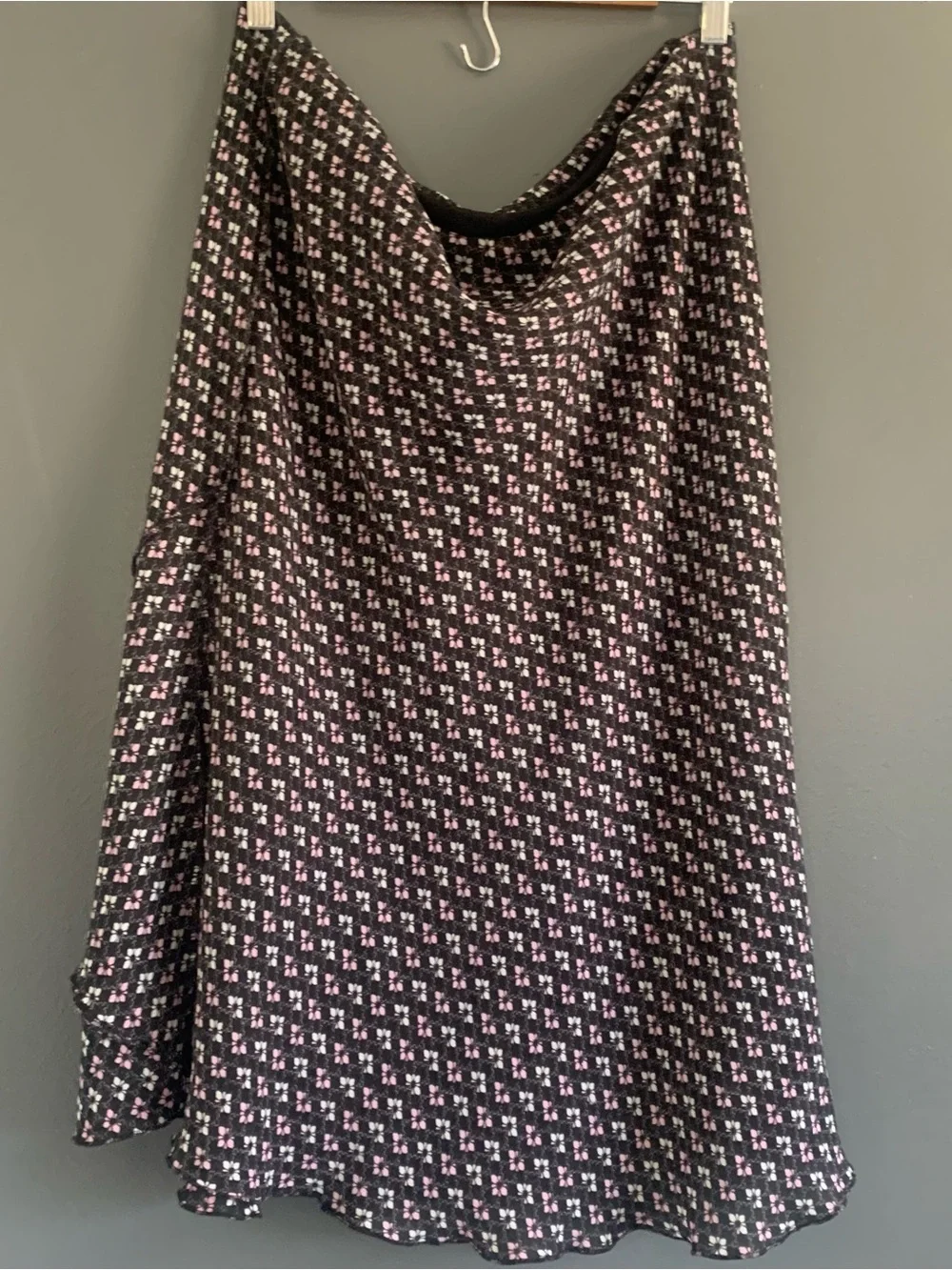 Black Maxi Skirt with Pink Geometric Print